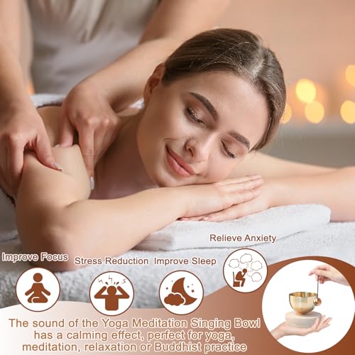 Tibetische Klangschalen Set, Tibetische Klangschale Klein, Klangschalen Set, Klangschale klein für Yoga, Meditation und Entspannung, Achtsamkeit, Chakra-Heilung, Stressabbau