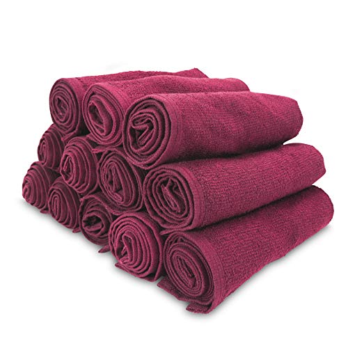 Image of Arkwright Bleach Resistant Salon Towels 12 Pack - 100% Cotton Hair Towels, Soft, Absorbent, Quick Dry Spa & Barber Towels for Hair Stylist, Nail Salon & Esthetician, 16 x 28, Burgundy