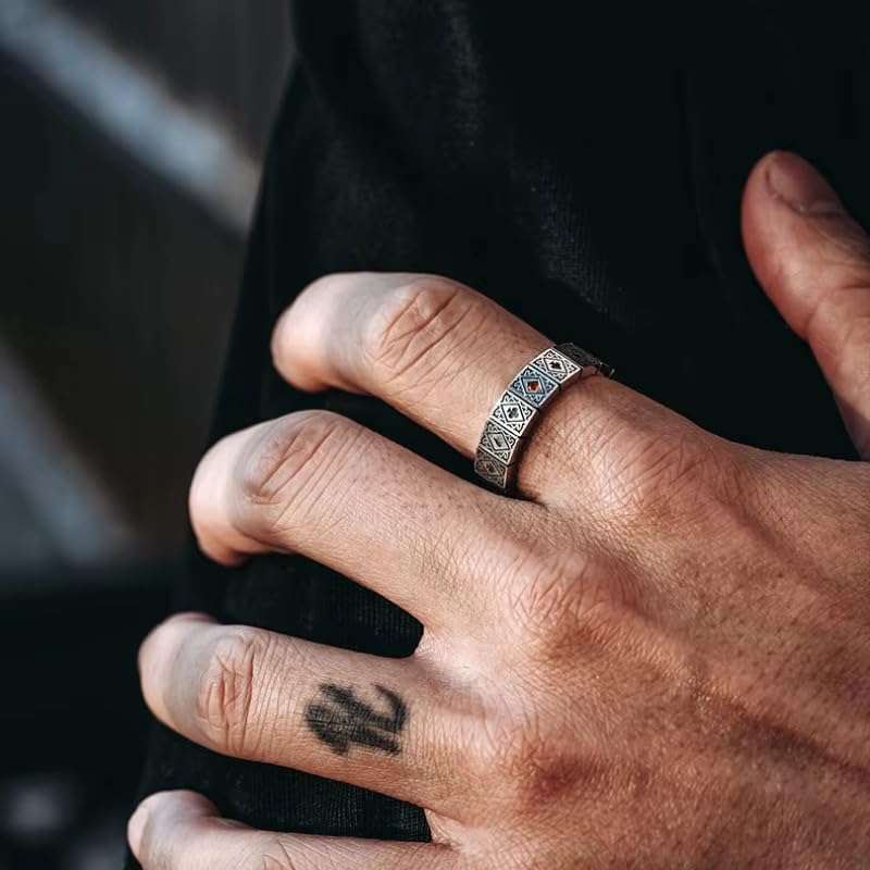 Image of SALTY ALPHA Hand Finger Ring for Men & Boys | Stainless Steel | Stylish & Minimal | Birthday Gift | Aesthetic Jewellery | Accessories for Everyday Wear | Gift for Diwali, Christmas, Marriage, Birthday
