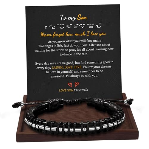 Image of Btysun Fathers Day Gift, Gifts for Men Morse Code Bracelets for Men 2026 Graduation Gifts Mens Bracelet for Him Boyfriend Husband Leather Bracelet Motivational Birthday Jewelry Stocking Stuffers