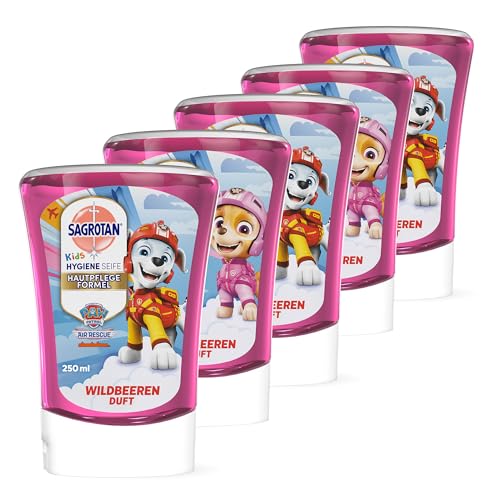 Sagrotan Kids No-Touch Recambio de bayas silvestres – para dispensador automático de jabón – 5 x 250 ml de jabón de manos
