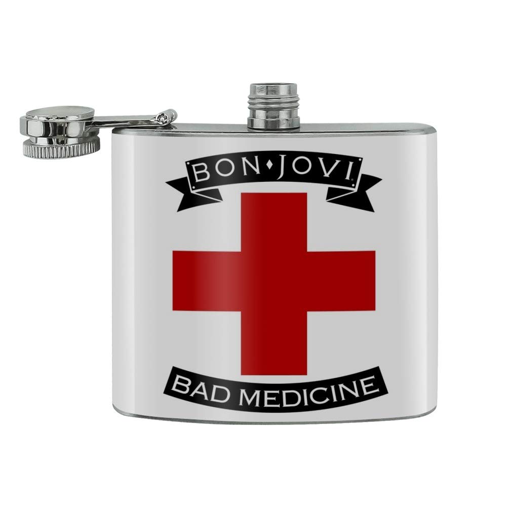 Bon Jovi Bad Medicine Stainless Steel 5oz Hip Drink Kidney Flask