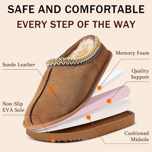 Women's Slippers Platform Mini Boots For Women Suede Leather Anti-Slip Slipper Comfy Fur Fleece Lined Short Ankle Boot Slippers Indoor Outdoor3