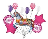11 pc Decorative Carousel Horse Balloon Bouquet Happy Birthday Circus Carnival