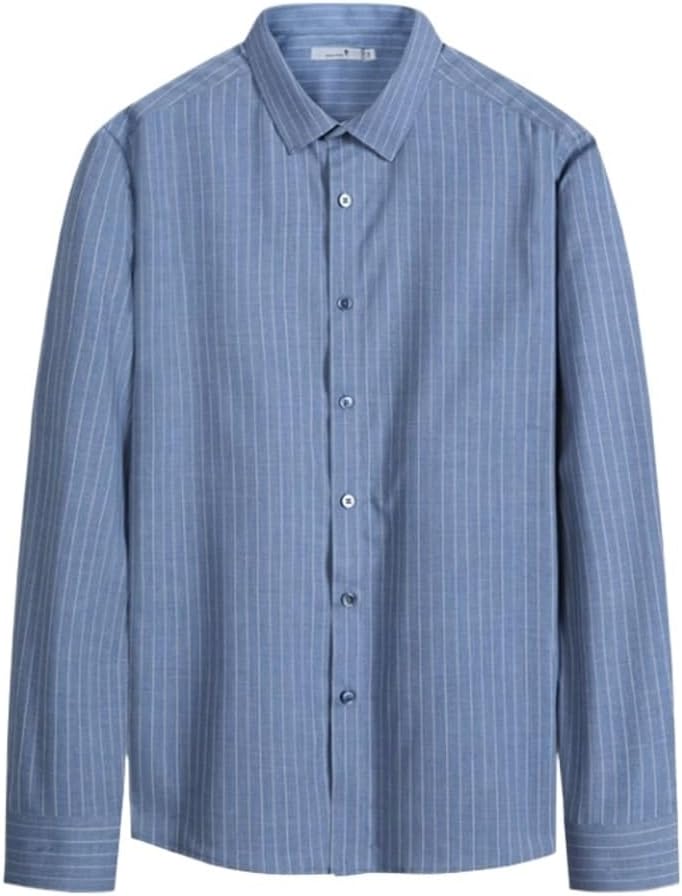 Vertical Striped Long-Sleeved Shirt Men's Fall Models Dark Business Casual Men's Lapel Shirt