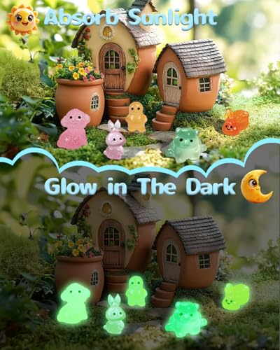 Piemow 180 Pcs Mini Resin Animals Kit - Luminous Tiny Resin Animals Figurines Accessories Gifts for Aquarium Fairy Garden Bonsai Decor - Thumbnail 3