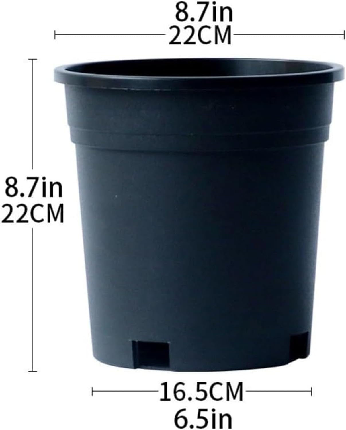 Doniczki na rośliny zewnętrzne z otworami drenażowymi, 3-pak okrągłych plastikowych doniczek do ogrodu i na patio, dodatkowe narzędzia ogrodnicze, rozmiar 14 cm