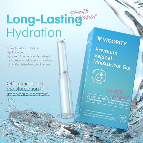 Image of Vigority Vaginal Moisturizer Gel: Long Lasting Relief for Vaginal Dryness, Irritation & Intimate Discomfort with Hyaluronic Acid & Vitamin E - Hormone-Free Feminine Care - 10 Pre-Filled Applicators