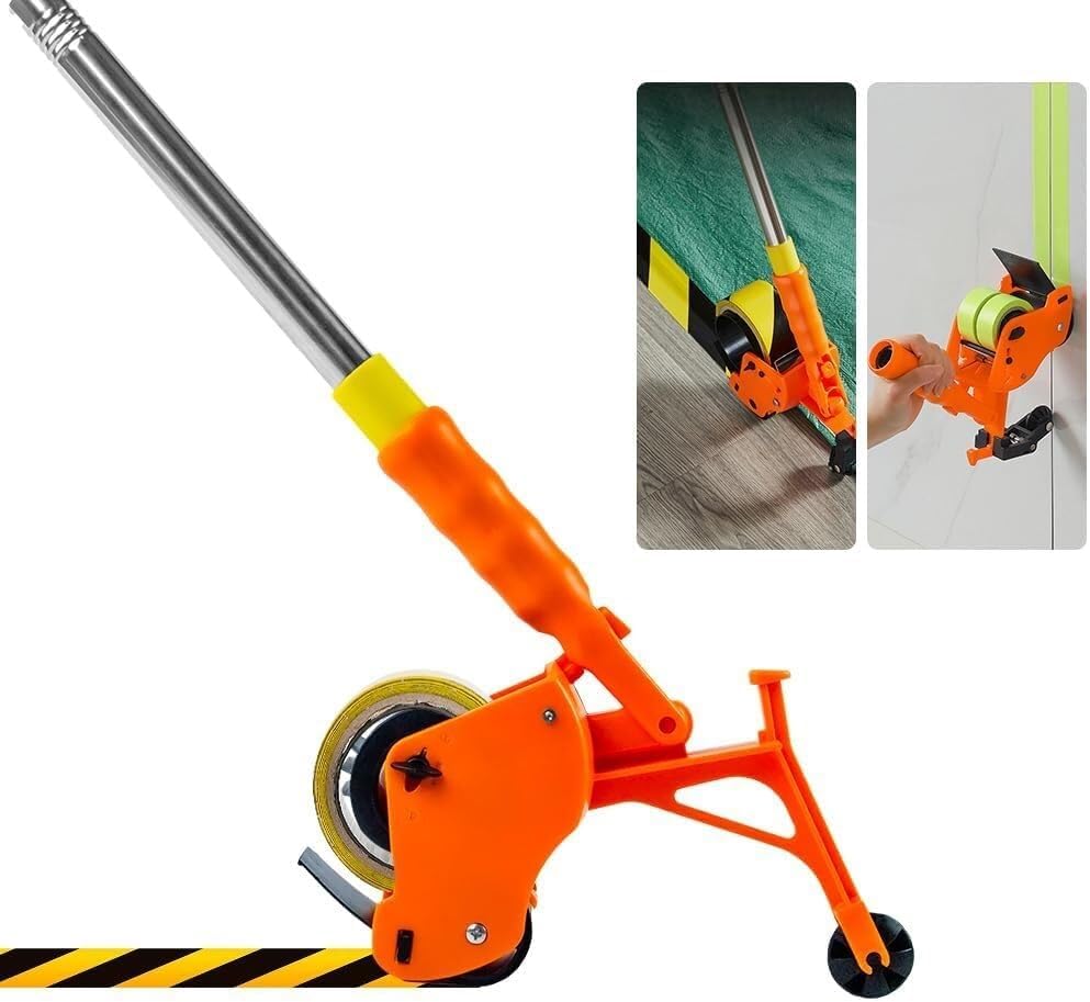 Manual Floor Tape Applicator with Adjustable Pole, Durable ABS Plastic Dispenser for Vinyl & Protective Film, 2.36" Tape Width