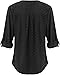 Women's V Neck Jacquard Long Sleeve Simple Casual Shirt Tops Soft Rayon Blend Loose Fit Blouse Daily Wear Shirts (Black,X-Large)