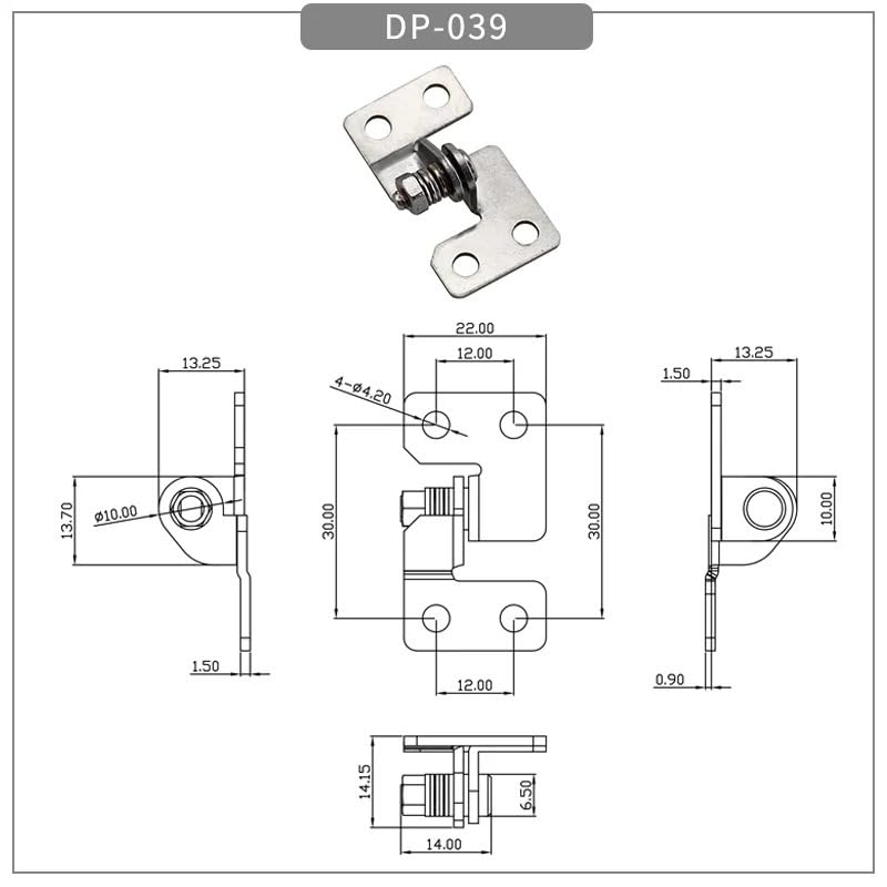 Rotation Door Hinge,Cabinet Hinges Deep Groove Double Rubber Seal Bearings Stainless Steel Adjustable Torque Shaft Equipment Instrument Random Stop Damper Flip Cover Positioning and Stop Hinge(R1.0N.m