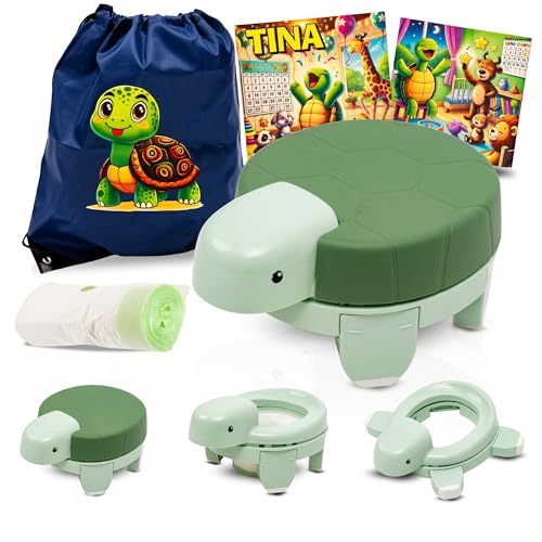 CHM PRODUCTOS Orinal Portátil Niños Plegable 4 en 1 – WC Infantil con Reductor, Alzador y Taburete – Aprendizaje sin Estrés en Casa o Viaje – Ideal para Padres Primerizos y Bebés