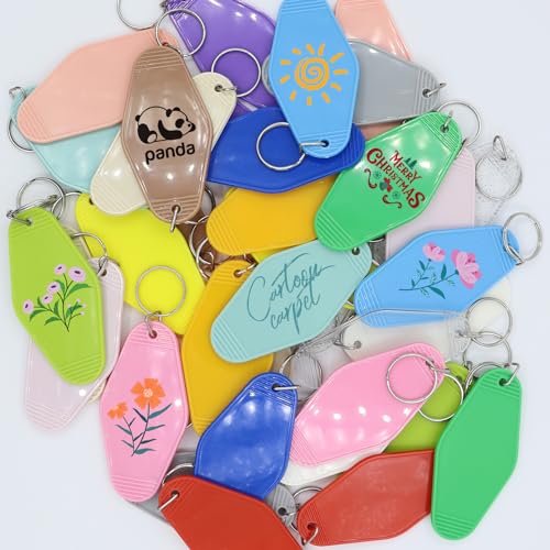 Image of LOTMER 20 /30 /40 /80 PCS Hotel Keychain Blank with Key Rings, 60 Colors Motel Key Chains for DIY Keychains