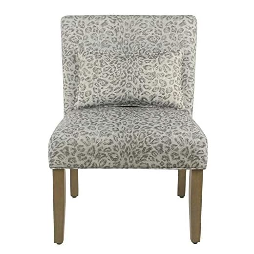 MISC Grey Cheetah Accent Chair with Pillow Animal Print Pattern Upholstered Includes Hardware