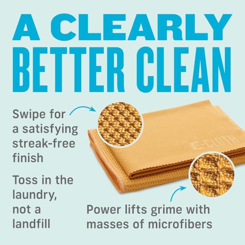 Image of E-Cloth Microfiber Window Cleaning Cloth Kit - Glass Cleaning Cloth for Windows, Mirrors, Cars, Lenses, Eyeglasses, & More, Streak Free Clean, Machine Washable Reusable Towel - Tangerine Orange