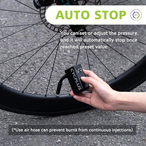 CYCPLUS Tiny Pump Mini Bisiklet Hava Pompası, Maksimum 120 PSI Elektrikli Bisiklet Hava Pompası, Otomatik Kapanma, Presta ve Schrader Valfli, E-Bisiklet, Dağ Bisikleti, Şehir Bisikleti ve Yarış