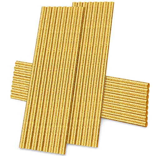 Manarty Glitter Gold Hot Glue Sticks, 24PCS Mini Size 0.27