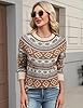 LOMON Women's Retro Fall Lightweight Sweater Indian Printed Style Pullover Cozy Casual Daily Pullover Ethnic Pattern XL #3