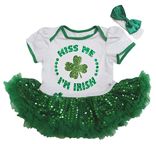 Robe bébé verte Kiss Me I'm Irish cadeau de naissance idéal
