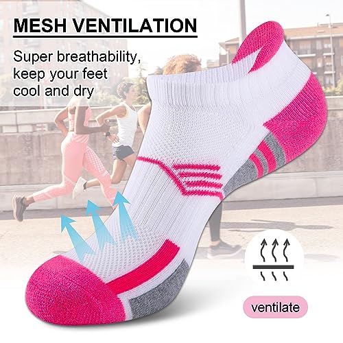 Image of COOVAN Ankle Socks Womens Athletic Low Cut Thick Cushioned Running Socks with Tab 6 Pairs