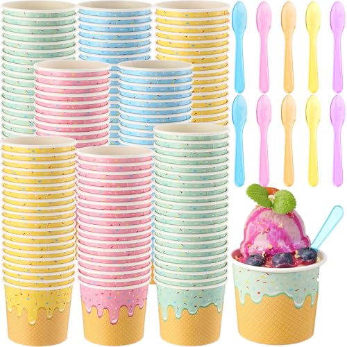 Ninehaoou 80 Pack 6 oz Ice Cream Cups with Spoons...