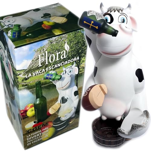 Escanciador de Sidra Electrico - Regalos Originales para Hombre - Echador de Sidra con bateria para Disfrutar un Culín de Sidra Fresco y Burbujeante - Dosificador Sidra (Vaca Flora)