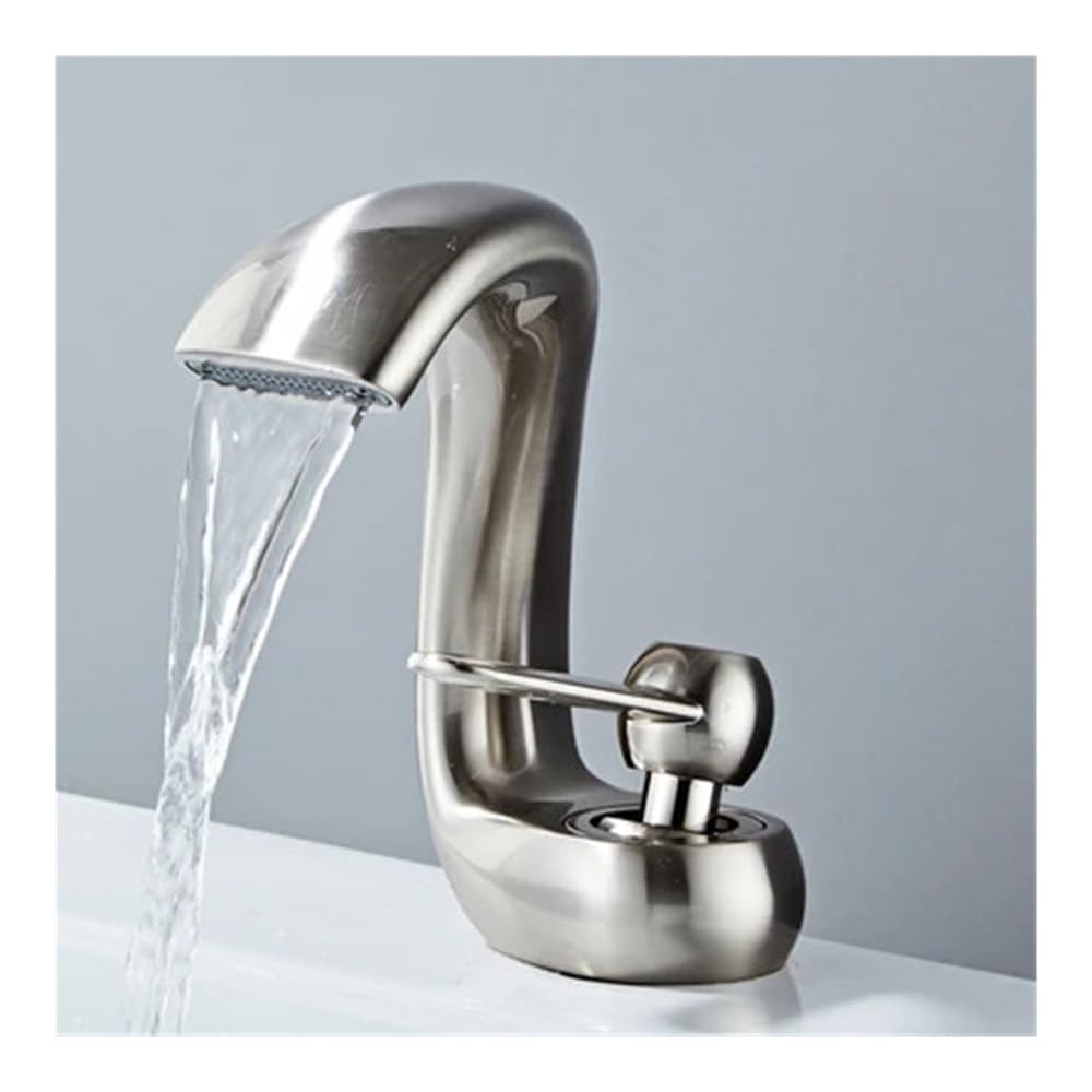 Basin Faucet Waterfall Washbasin Faucet undercounter Basin Hot and Cold Bathroom Cabinet Basin Faucet(Nickel)
