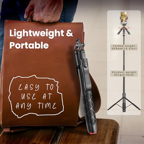 Image of Kratos 70 inch / 180 CM Long Selfie Stick, Pop Up Auto Open Tripod 360 Rotatable, Long Extendable Bluetooth Mobile Tripod with 1 /4 inch Screw for Mobile Phone Camera Gopro Vlogging YouTube Travel
