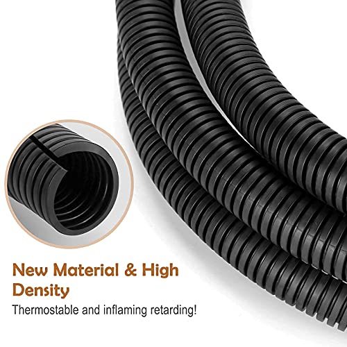 Image of 20FT 1 /4in Wire Loom Split Tubing Auto Wire Conduit Flexible Cover Black
