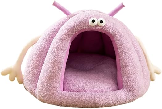 Indoor Dog House Cat Nest,Foldable Warm Soft Kennel,Removable Cushion and Non-Slip Bottom,for Cats Dog KittenPurple,13.7 * 13.7 * 13.7 inch