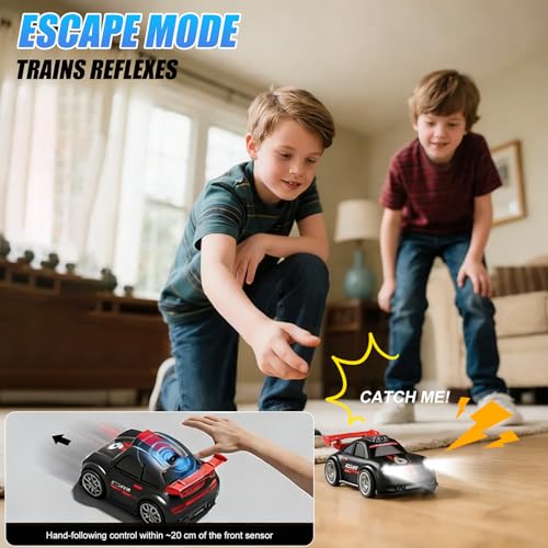 Mini RC Car with Camera, 2.4\" Screen FPV Remote Control Car with 8G Card, Rechargeable 360° Drift Kids Small RC Racing Car Dual Control via Remote & App Controlled Vehicles, Follow/Escape/Demo Modes - Thumbnail 6