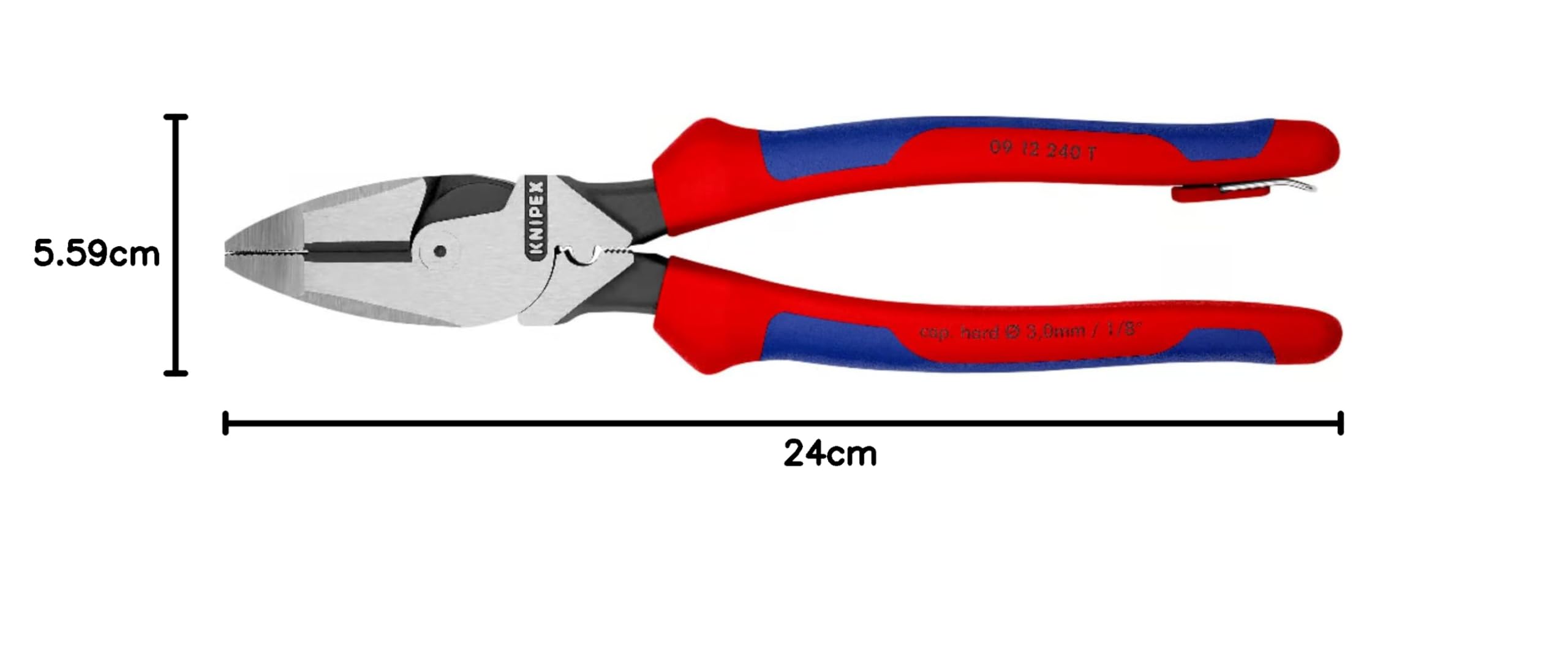 Knipex Alicate universal de fuerza "Lineman" modelo americano negro atramentado, integrada para colocar un dispositivo de protección anticaídas 240 mm 09 12 240 T