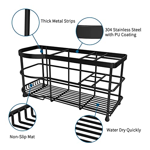 Toothbrush Holders For Bathrooms, Axtee Electric Toothbrush Holders Made Of Stainless Steel With Multi-Functional 7 Slots- Black #TOP1