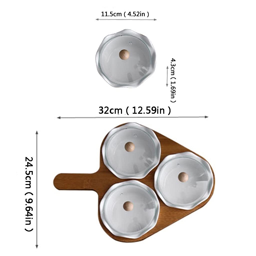 Plateau de service divisé - Plateau de service pour sauces, noix, fruits secs - Blanc - 32 x 24,5 cm