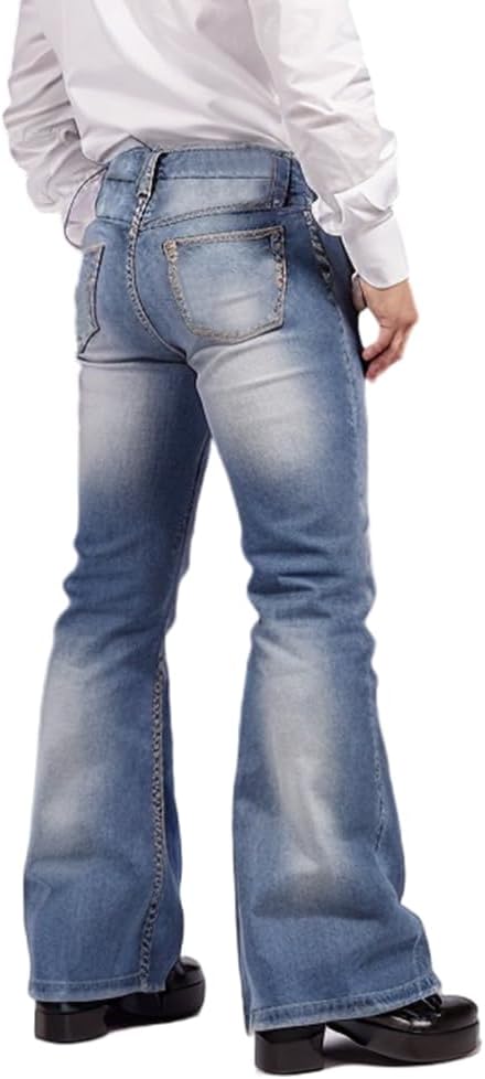 Men's Vintage Bell Bottom Jeans 60s 70s Outfits for Men,Mens Bell Bottoms Disco Pants Flared Jeans - Image 2