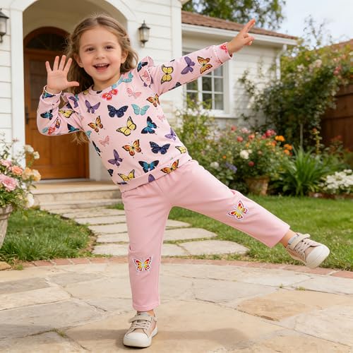 Image of RETSUGO Little Girls 2 Piece Clothing Sets Toddler Unicorn Sweatshirts and Leggings Cotton Fall Winter Casual Outfits 3-8T