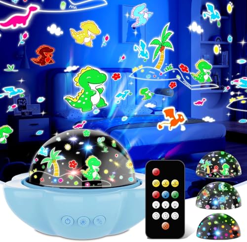 Night Light for Kids,Dinosaur Night Lights Projector,Remote Dimmable Timer Star Projector,360° Slient Ocean Lights for Ceiling Projector,Christmas...
