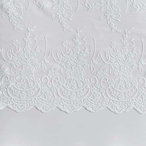 Kotile-Kitchen-Valance-Curtain-for-Windows-Country-Lace-Floral-Embroidered-Sheer-Curtain-for-Kitchen-Cafe-Dining-Bath-Room-Rod-Pocket-Sheer-White-Valance-52-x-18-Inch-1-Panel-White Kotile Kitchen Valance Curtain for Windows Country Lace Floral Embroidered Sheer Curtain for Kitchen Cafe Dining Bath Room Rod Pocket Sheer White Valance 52 x 18 Inch 1 Panel White