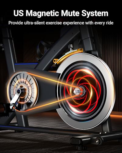 HARISON Exercise Bike, Stationary Bike for Home 380 lb Weight Capacity, Magnetic Workout Bike with Bluetooth App, Brake Pad Indoor Cycling Bike with Tablet Mount & Comfortable Seat Cushion