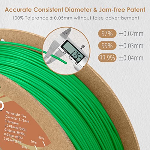 Image of DURAMIC 3D TPU Filament 1.75mm Green, TPU Flexible Filament 95A, Soft TPU 3D Printing Filament, 1kg Spool, Dimensional Accuracy + /- 0.05mm, Green 1 Pack