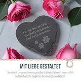 Haustier Gedenkstein mit Spruch & Pfoten: Grabschmuck Tier, Schiefer Grabdeko Hund & Katze, Deko Wetterfest Grab, Trauerstein Friedhof & Garten, Herz Grabdekoration, Trauerschmuck Klein, 12 x 12 cm