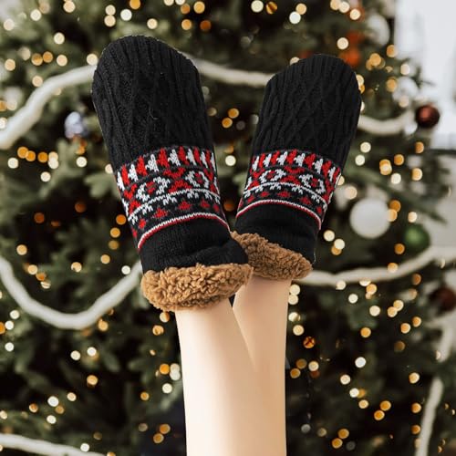Image of Fluffy Fuzzy Warm Slipper Socks for Women Men Thick Fleece Lined Non-Slip Socks Indoor Floor ChristmasGiftsfor women Winter super Soft Warm Cozy Grip Socks