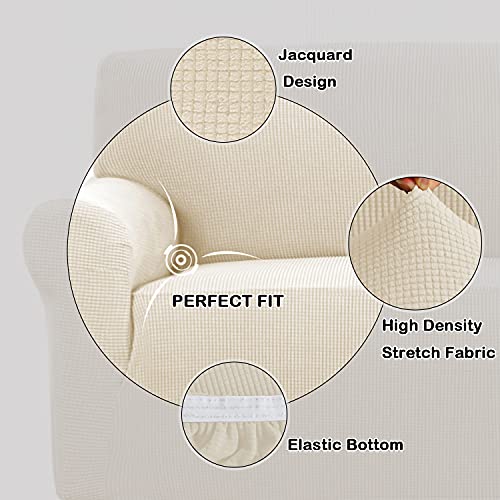 Turquoize-Stretch-Sofa-Slipcover-Chair-Slipcover-1-Piece-Chair-Covers-for-Living-Room-Armchair-Covers-Slipcovers-with-Jacquard-Fabric-and-Elastic-Bottom-Pet-Furniture-Protector-ChairBiscotti-Beige Turquoize Stretch Sofa Slipcover Chair Slipcover 1 Piece Chair Covers for Living Room Armchair Covers Slipcovers with Jacquard Fabric and Elastic Bottom Pet Furniture Protector ChairBiscotti Beige