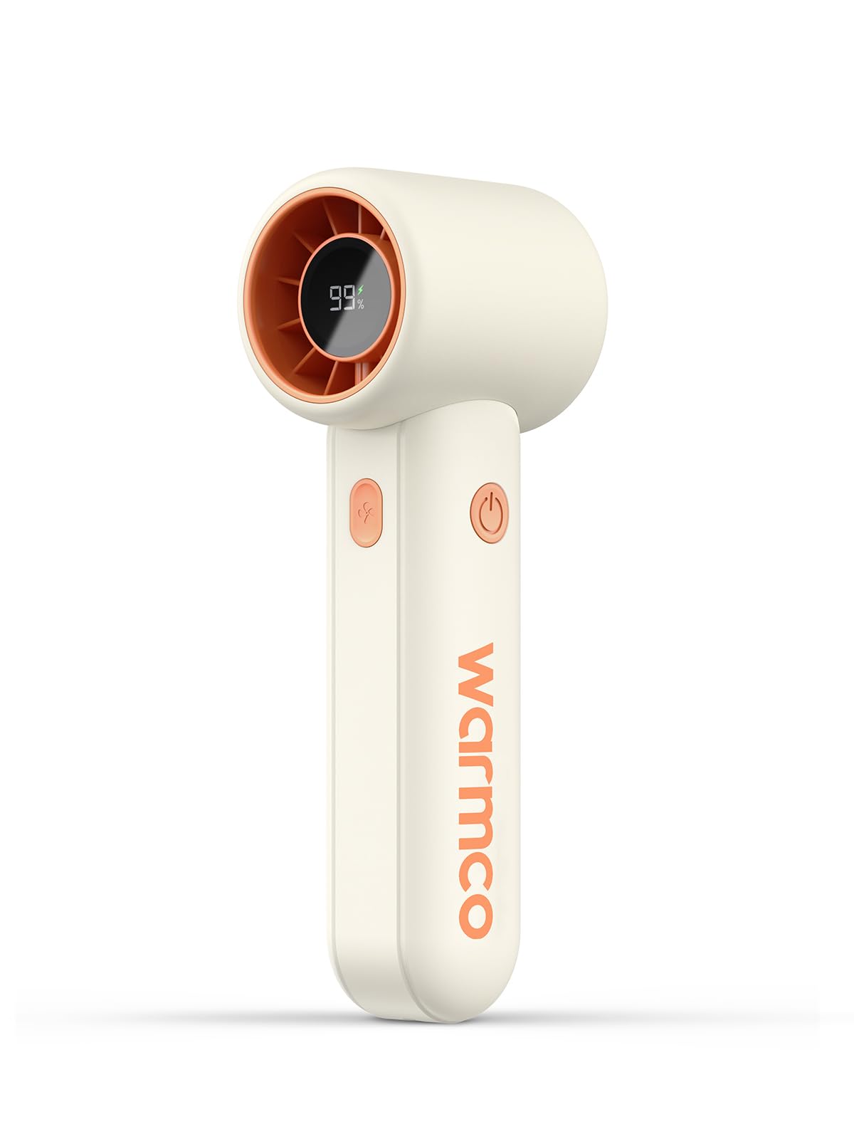 Warmco Portable Handheld Fan, 15000RPM High Speed Turbo Fan with 5000mAh Battery, 1-100 Stepless Speed Personal Fan with LED Display, 9m/s Strong Wind Mini Fan for Travel, Commute, Makeup, White