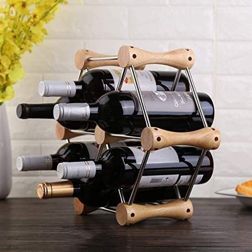 Soporte para botellas de vino de madera natural miniatura 3