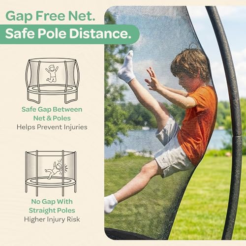 Image of JoyBerri Trampoline Outdoor - Upsurge ASTM Certified Safe 8Ft 10Ft 12Ft 14Ft 15Ft 16Ft Recreational Trampoline for Kids and Adults. Anti-Rust Coating with Enclosure Net, Ladder, Sprinkler & LED Lights