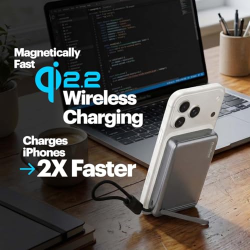 Image of Stuffcool Nido 10000mAh Qi2.2 Certified Magsafe Powerbank, 25W Fast Wireless Charging, 45W PD Fast Charging, Built-in USB-C Cable & Stand, Digital Display, Compatible with iPhone, Samsung & Pixel