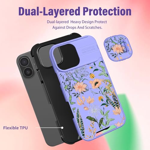 Image of Funermei for iPhone 16 Plus Case - Women Girls Cute Phone Cover Girly Pretty Aesthetic Floral Flower Unique Design with Camera Cover Funda for Apple for iPhone 16 Plus