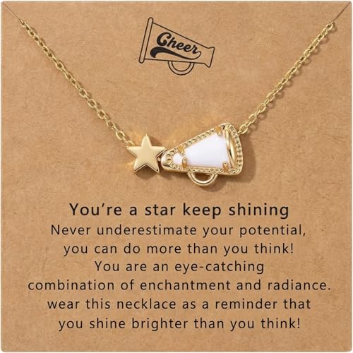 LSKFW Cheer Necklace Inspiration Cheer Gifts for Cheerleader Cheerleading Coach Team Star Cross Cheerleading Necklace Stuff Accessories (Star)