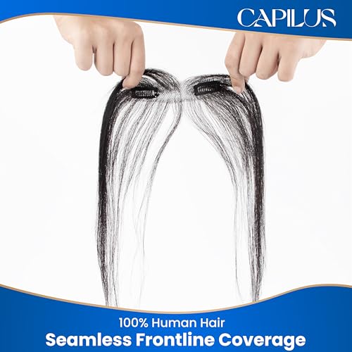 Image of Capilus Frontline Hair Patch with 100% Natural Human Hair for Women (Black). Natural look forehead coverage.